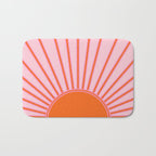 Sun Print Sunrise Sunshine Pastel Pink And Orange Retro Sun Wall Art Vintage Boho Modern Abstract Bath Mat Gallery Image 1