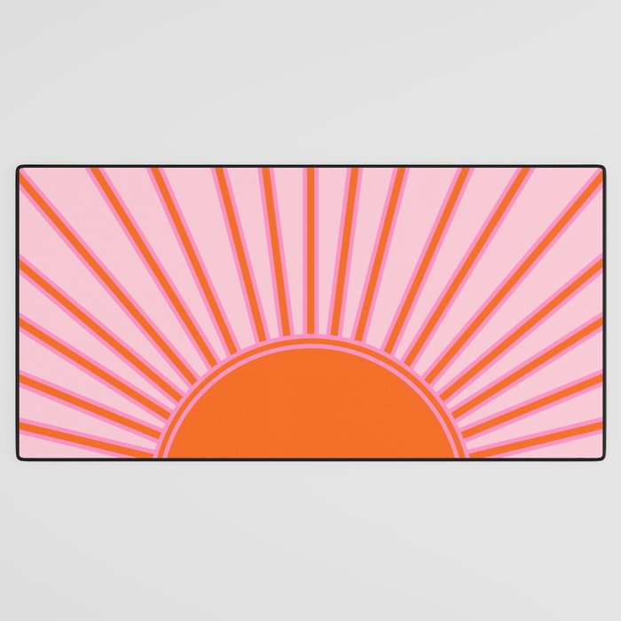 Sun Print Sunrise Sunshine Pastel Pink And Orange Retro Sun Wall Art Vintage Boho Modern Abstract Desk Mat Gallery Image 3