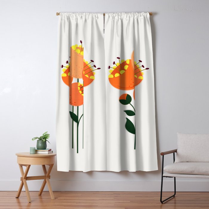 Orange Garden Flowers Window Curtain Gallery Image 5