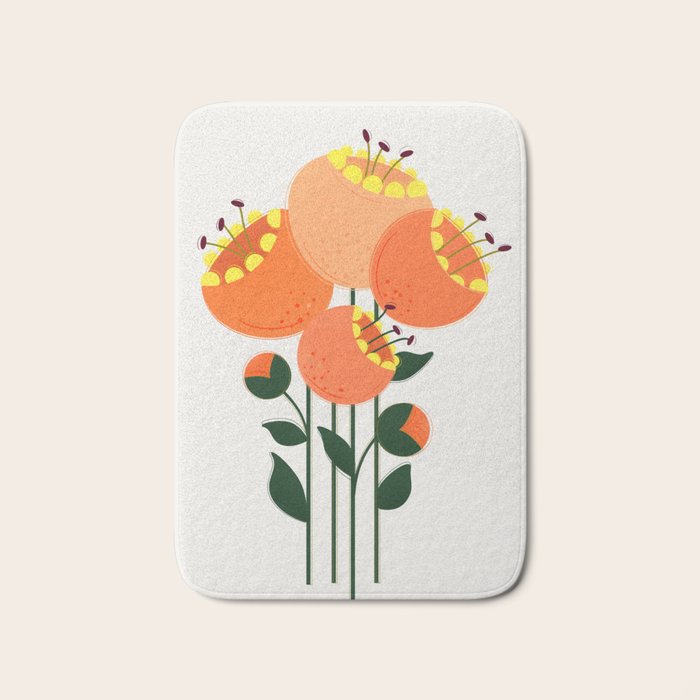 Orange Garden Flowers Bath Mat Gallery Image 1