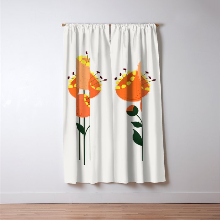 Orange Garden Flowers Window Curtain Gallery Image 3