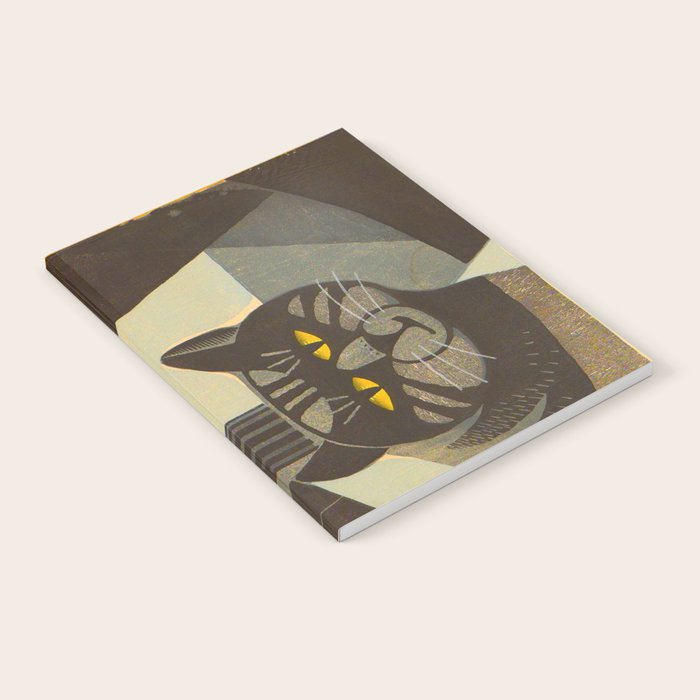 Inagaki Tomoo Vintage Japanese Woodblock print mid century Modern Cubism Art Cats Feline Notebook Gallery Image 2