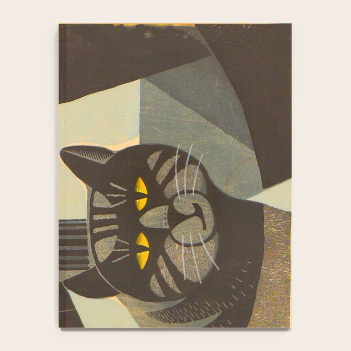 Inagaki Tomoo Vintage Japanese Woodblock print mid century Modern Cubism Art Cats Feline Notebook Gallery Image 4