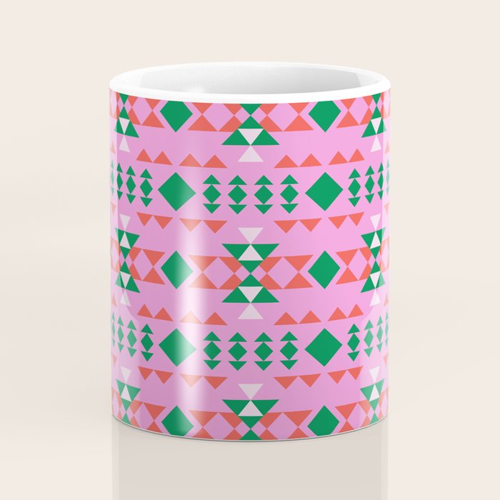 Merry Mod Geometric Pattern in Pink and Green Coffee Mug Gallery Image 4