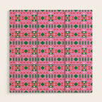 Merry Mod Geometric Pattern in Pink and Green Wood Wall Art Gallery Image 1