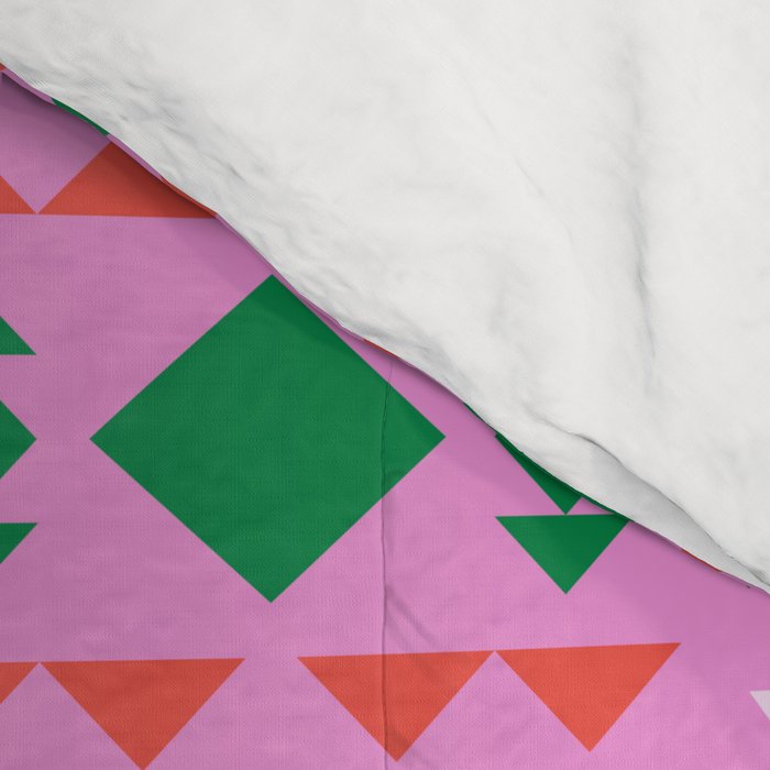 Merry Mod Geometric Pattern in Pink and Green Comforter Gallery Image 4