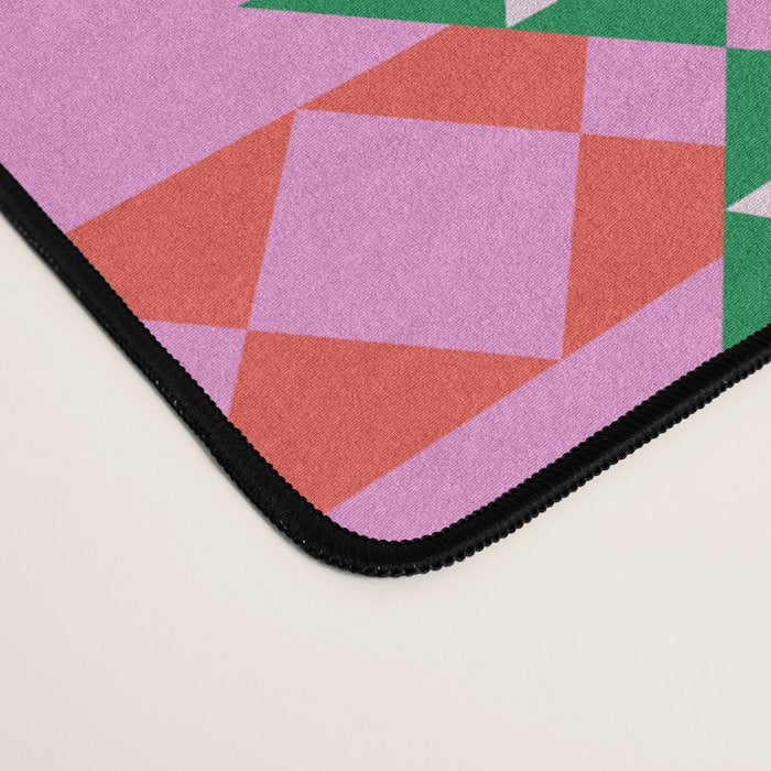Merry Mod Geometric Pattern in Pink and Green Desk Mat Gallery Image 4