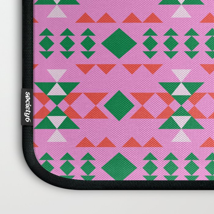 Merry Mod Geometric Pattern in Pink and Green Laptop Sleeve Gallery Image 3