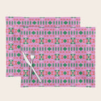 Merry Mod Geometric Pattern in Pink and Green Placemat Gallery Image 1