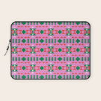 Merry Mod Geometric Pattern in Pink and Green Laptop Sleeve Gallery Image 1