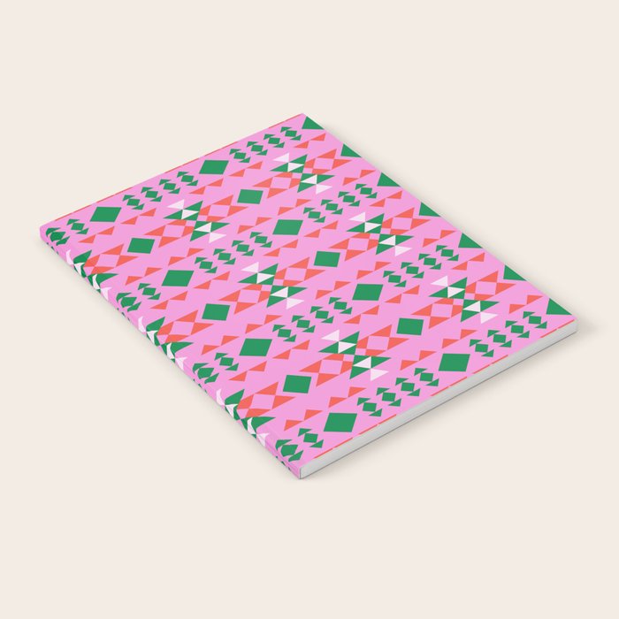 Merry Mod Geometric Pattern in Pink and Green Notebook Gallery Image 1