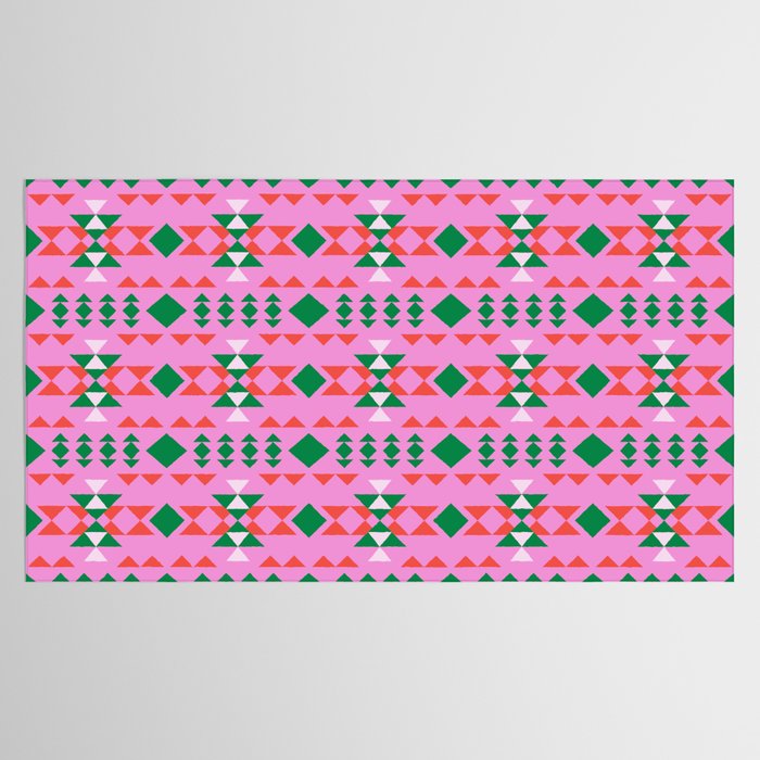 Merry Mod Geometric Pattern in Pink and Green Tablecloth Gallery Image 2