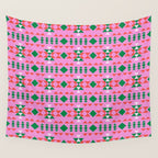 Merry Mod Geometric Pattern in Pink and Green Wall Tapestry Gallery Image 4