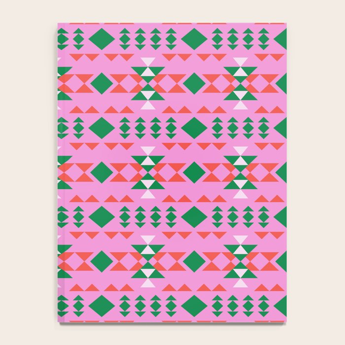 Merry Mod Geometric Pattern in Pink and Green Notebook Gallery Image 4