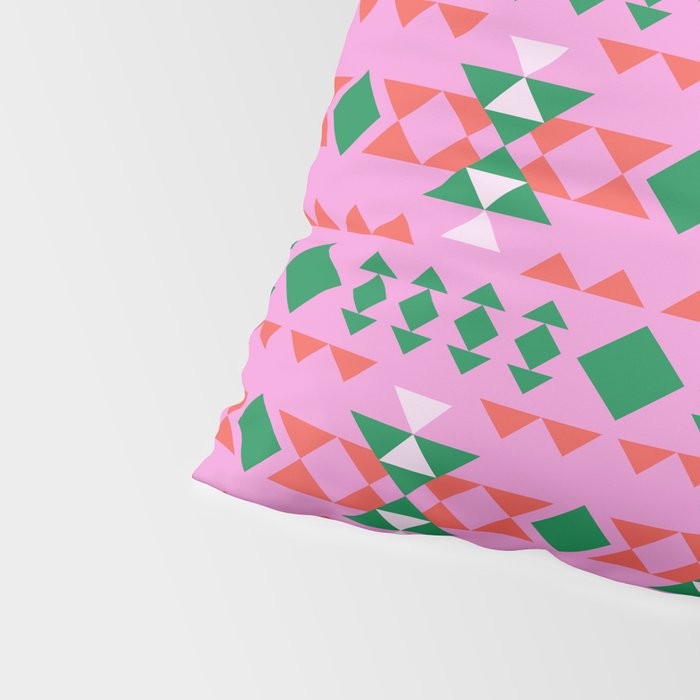 Merry Mod Geometric Pattern in Pink and Green Pillow Sham Gallery Image 4