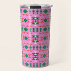 Merry Mod Geometric Pattern in Pink and Green Travel Mug Gallery Image 1