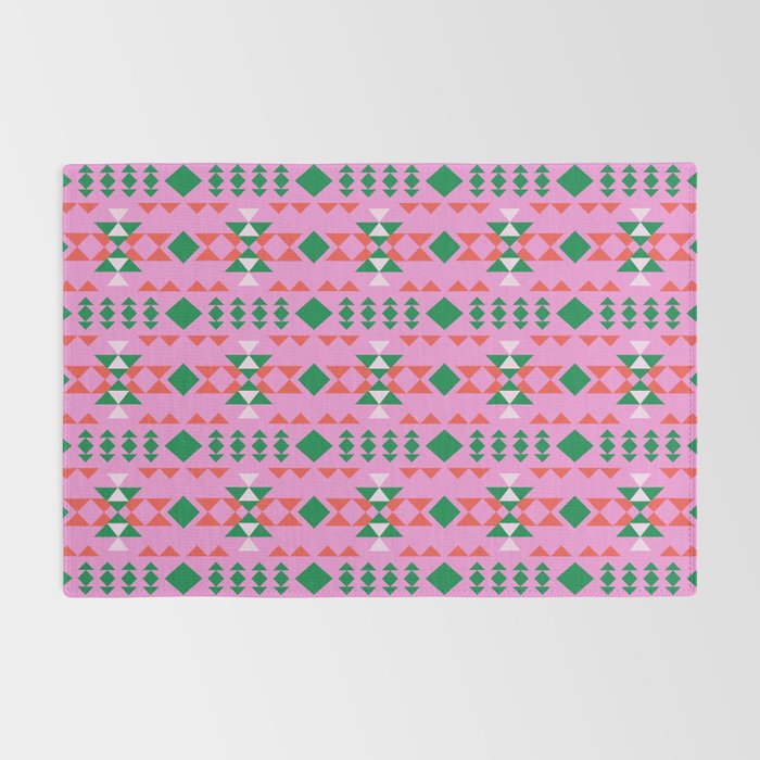 Merry Mod Geometric Pattern in Pink and Green Rug Gallery Image 2