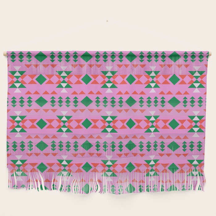 Merry Mod Geometric Pattern in Pink and Green Wall Hanging Gallery Image 1