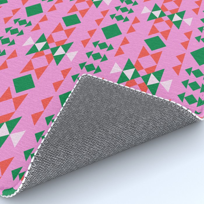 Merry Mod Geometric Pattern in Pink and Green Rug Gallery Image 4