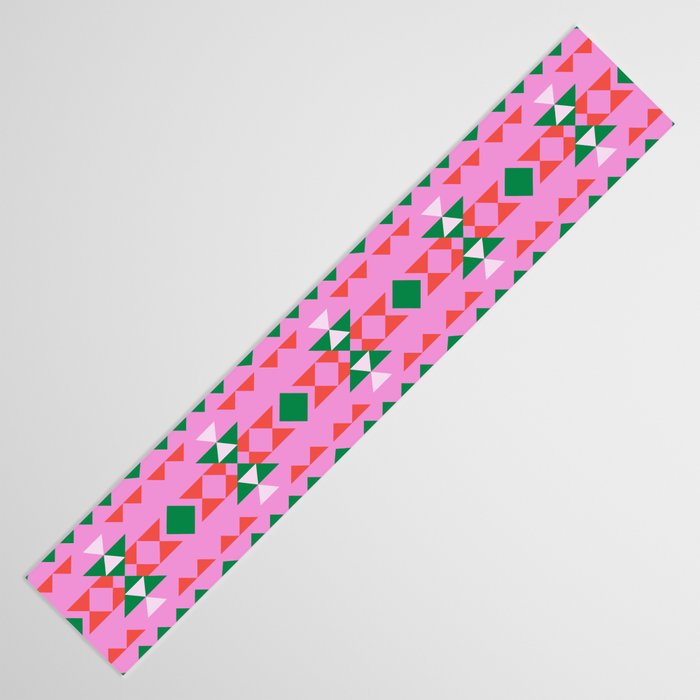 Merry Mod Geometric Pattern in Pink and Green Table Runner Gallery Image 3