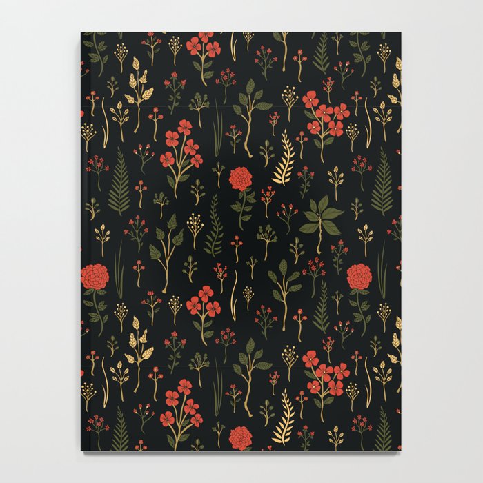 Green, Red-Orange, and Black Floral/Botanical Print Notebook Gallery Image 4