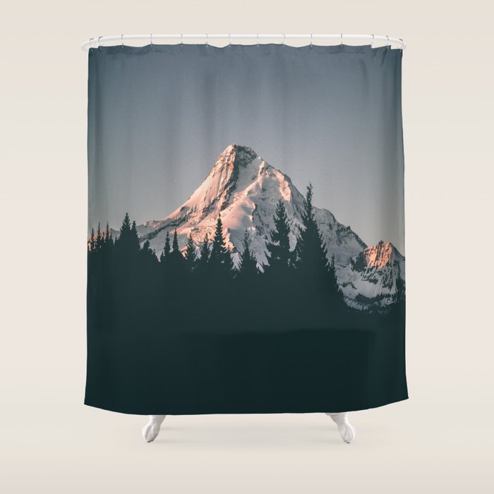 First Light on Mount Hood Shower Curtain Gallery Image 1