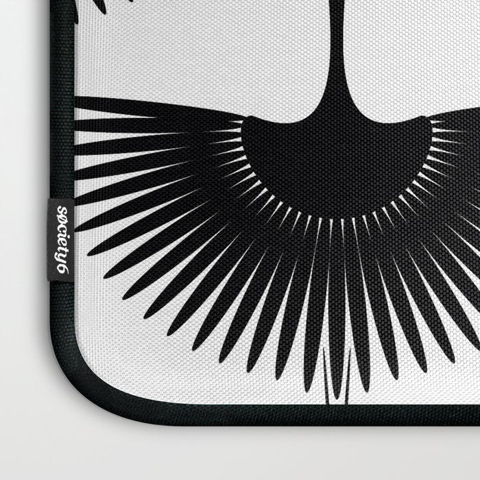 Japanese Crane Ornate Art Deco Monochrome Pattern II Laptop Sleeve Gallery Image 3