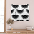 Japanese Crane Ornate Art Deco Monochrome Pattern II Wall Tapestry Gallery Image 2
