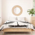 Japanese Crane Ornate Art Deco Monochrome Pattern II Duvet Cover Gallery Image 3