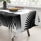 Japanese Crane Ornate Art Deco Monochrome Pattern II Tablecloth Gallery Image 3