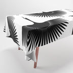 Japanese Crane Ornate Art Deco Monochrome Pattern II Tablecloth Gallery Image 1