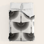 Japanese Crane Ornate Art Deco Monochrome Pattern II Duvet Cover Gallery Image 6