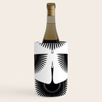 Japanese Crane Ornate Art Deco Monochrome Pattern II Wine Chiller Gallery Image 3