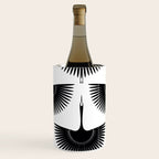 Japanese Crane Ornate Art Deco Monochrome Pattern II Wine Chiller Gallery Image 2