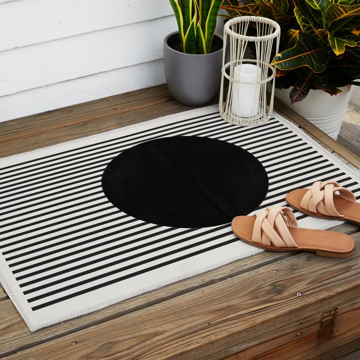 Stripes and Circle, Bauhaus Style  Outdoor Rug Gallery Image 2