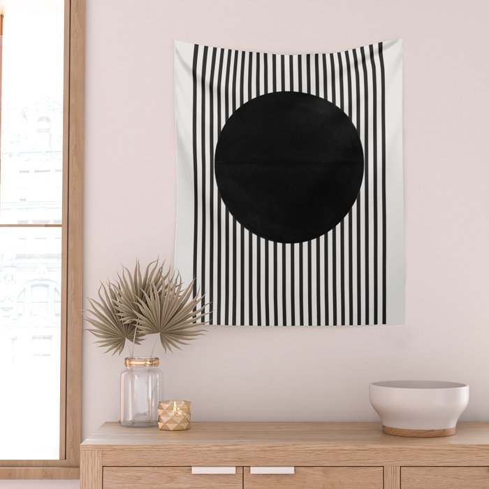 Stripes and Circle, Bauhaus Style  Wall Tapestry Gallery Image 2