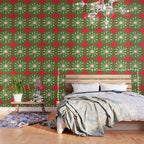Atomic Dots Retro Mid-century Christmas Pattern in Light Olive Green, Red, and Cream Wallpaper Gallery Image 3