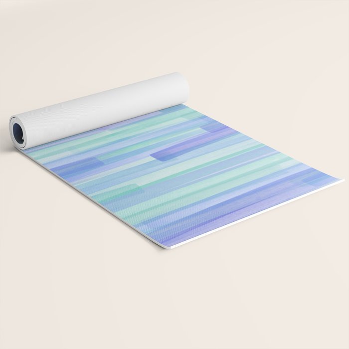 Abstract Watercolor Waves in Cool Blue Yoga Mat Gallery Image 2