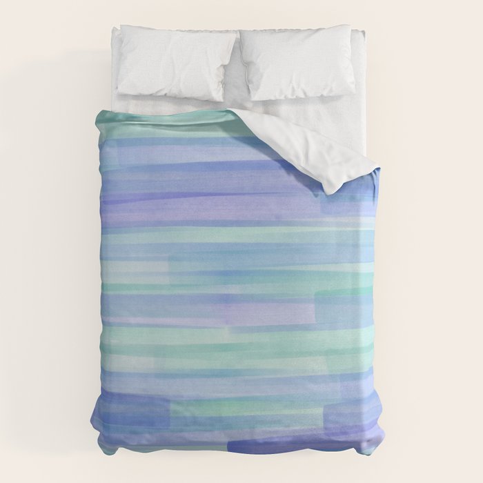 Abstract Watercolor Waves in Cool Blue Duvet Cover Gallery Image 1