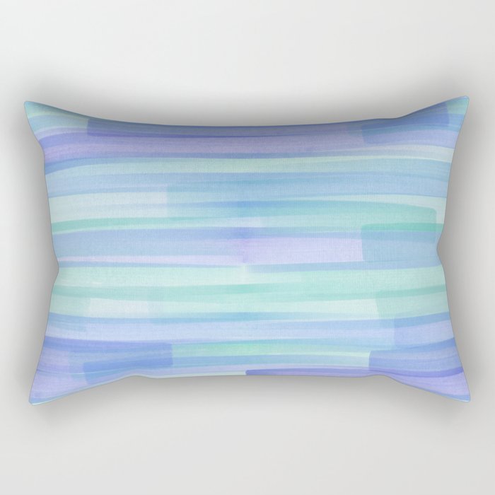 Abstract Watercolor Waves in Cool Blue Rectangular Pillow Gallery Image 2