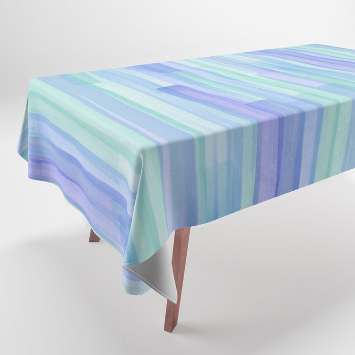 Abstract Watercolor Waves in Cool Blue Tablecloth Gallery Image 1