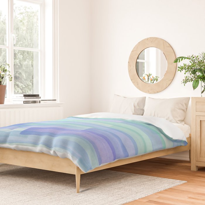 Abstract Watercolor Waves in Cool Blue Duvet Cover Gallery Image 2