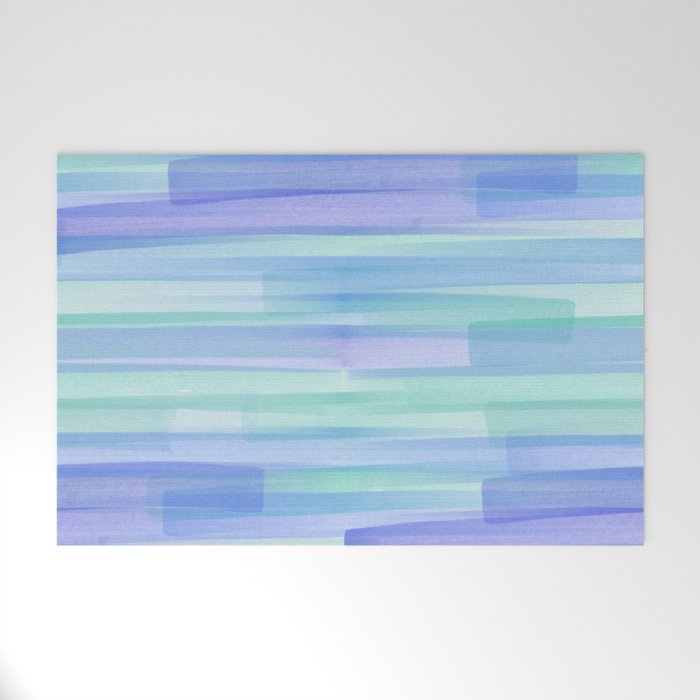Abstract Watercolor Waves in Cool Blue Welcome Mat Gallery Image 1