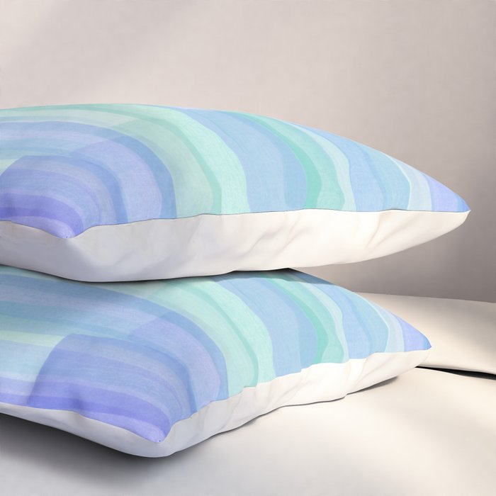 Abstract Watercolor Waves in Cool Blue Pillow Sham Gallery Image 3