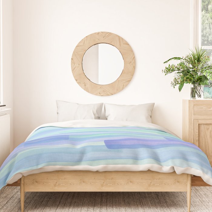 Abstract Watercolor Waves in Cool Blue Duvet Cover Gallery Image 3
