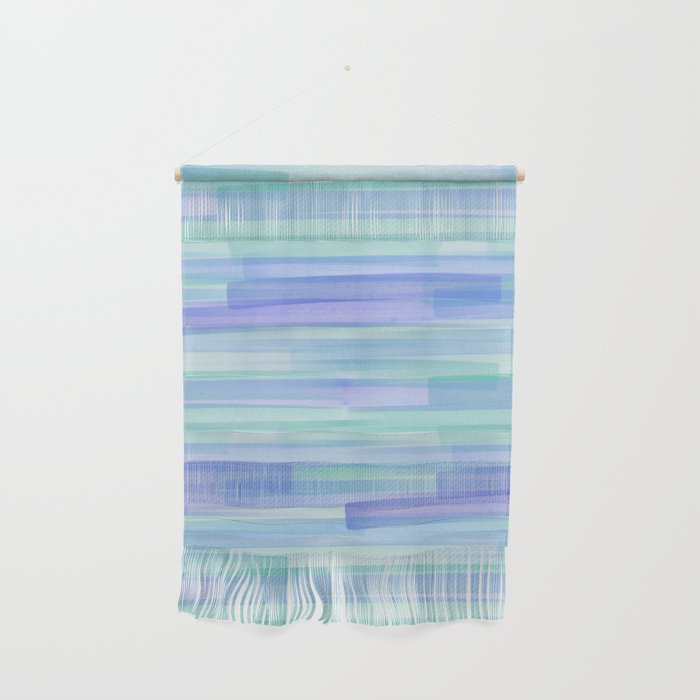 Abstract Watercolor Waves in Cool Blue Wall Hanging Gallery Image 1