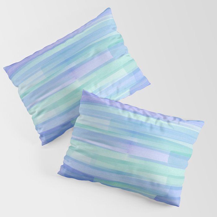 Abstract Watercolor Waves in Cool Blue Pillow Sham Gallery Image 1