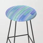 Abstract Watercolor Waves in Cool Blue Stool Gallery Image 2