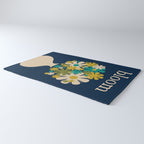 Bloom Retro Flowers in Vase on Blue Rug Gallery Image 3