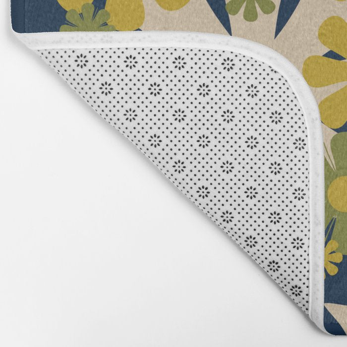Bloom Retro Flowers in Vase on Blue Bath Mat Gallery Image 2